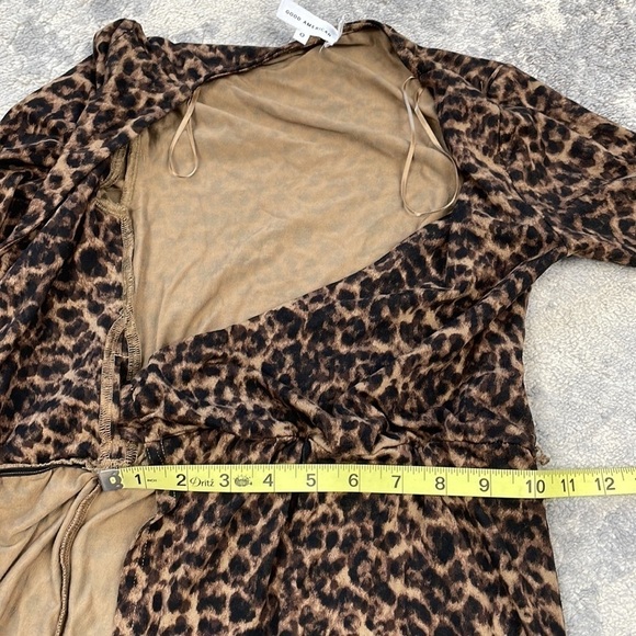 New Good American Daynight Wrap Dress Sepia Leopard Brown Stretch Sz 0 - Picture 9 of 14